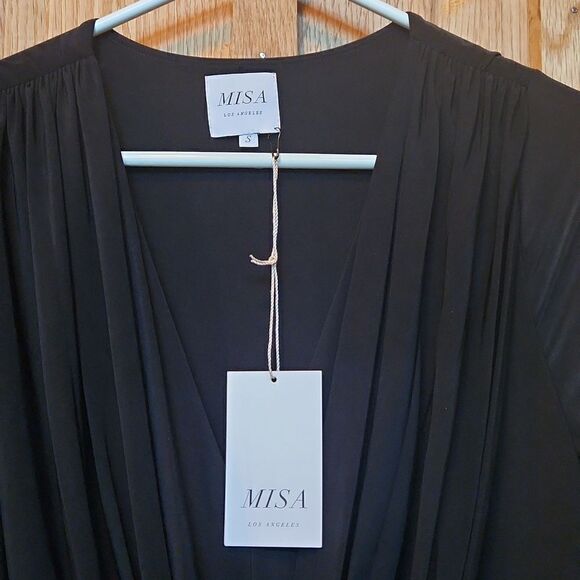 MISA Los Angeles V-Neck Cocktail Party Formal Sheath Mini Dress, Small, Black - Picture 6 of 11